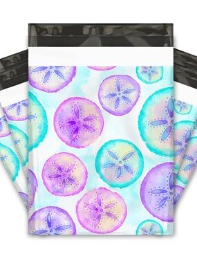 25 Watercolor Sand Dollar Polymailers 10x13 Pastel Beach Shipping Bags Boutique